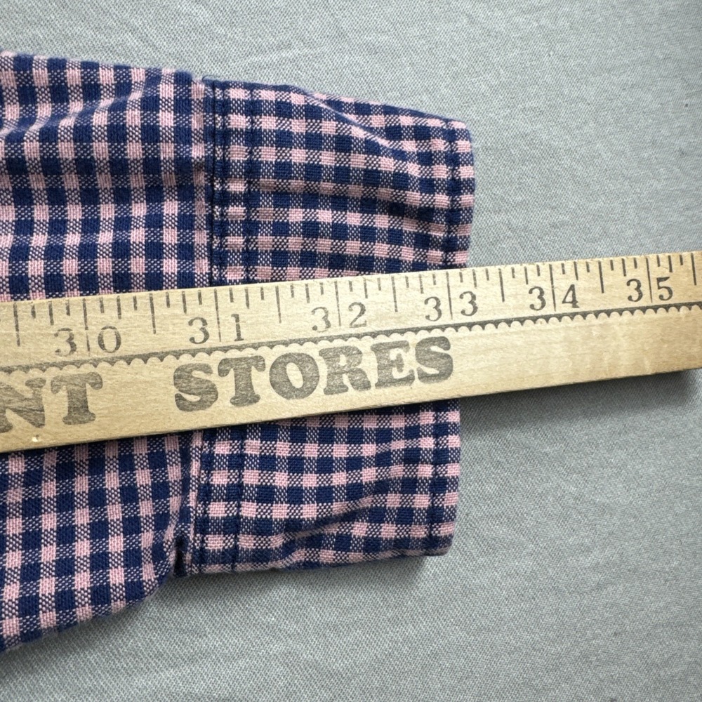 Gap Standard Fit Stretch Shirt Mens M Pink Blue Gingham Long Sleeve Button Up - Picture 4 of 6